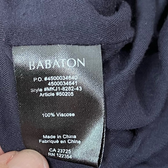 EUC Aritzia Babaton Navy‎ Blue Long Sleeve Dress V-Neck Size Large Ruching Front - Picture 10 of 13